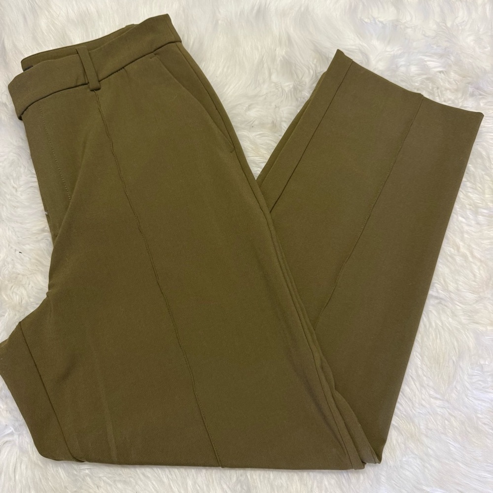 Madewell Fairbanks Pant Green Slim Tapered Pintuck Trouser Size 12 - Picture 9 of 10